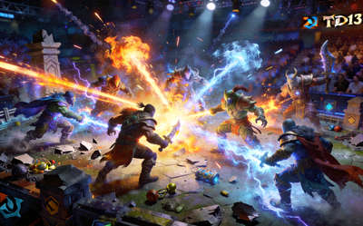 DOTA2国际邀请赛TI13比赛画面，英雄激烈团战瞬间